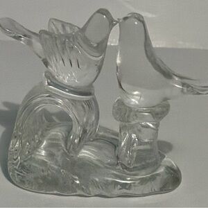 Vintage Art Glass Hand Blown Kissing Love Birds On Waves Figurine Paperweight